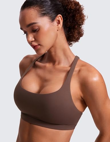 Image of CRZ YOGA Naked Feeling Strappy Sports Bras for Women - Criss Cross Back Wireless Padded Cami Yoga Workout Top