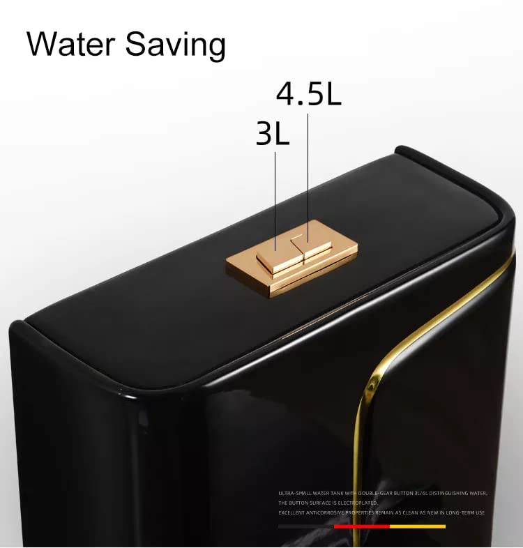 Image of B Backline Ceramic One Piece Siphonic Western Toilet /Commode for Toilet /European Commode /Water Closet Commode With Soft Close Toilet Seat P Trap Outlet Is From Wall (Black Glossy)