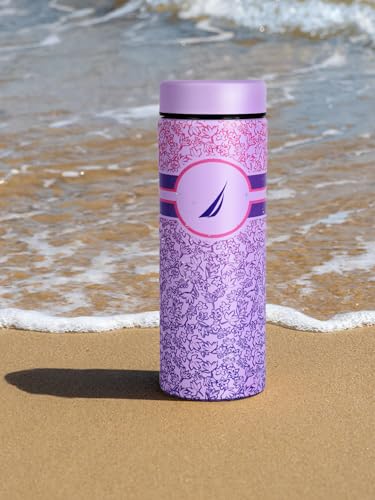 Image of NAUTICA Premium Leak-Proof Insulated Water Bottle - 1pc (Stern)| 500ml | Stainless Steel Flask with 24 Hours Temperature Retention | Ideal for Travel, Gym, Office Use Titanium Printed-Violet /Pink