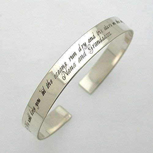 Inspirational Gift For Her - Custom Cuff Bracelet - Personalized Silver Bracelet - Custom Bracelet For Her - Birthday Gift For Mom/Daughter - Quote Engraved Bracelets For Women #TOP7