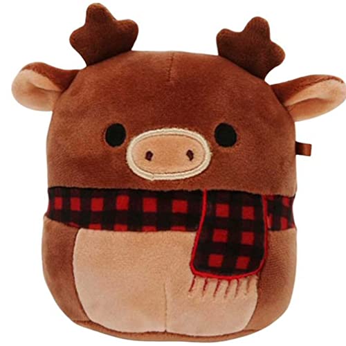 Squishmallow Official Christmas Winter Holiday Kellytoy Plush Squishy Soft Plush Toy Animals (Ruby Moose (with Scarf), 4.5 Inch)