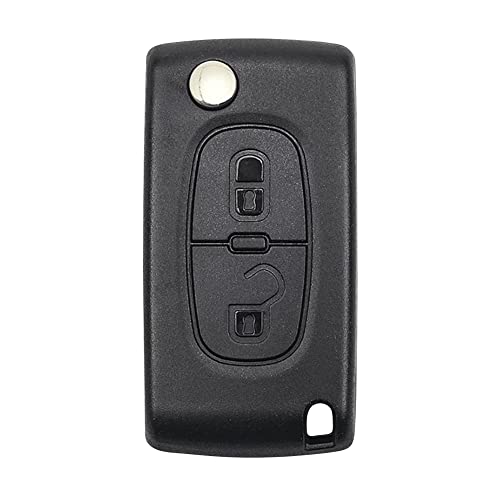 2 Buttons Car Key Fob Cases Compatible for Citroen C2 C3 C4 C5 C6 C8 Peugeot 107 207 307 307S 308 407 607,Flip Remote Control Key Shell Replacement (0523)