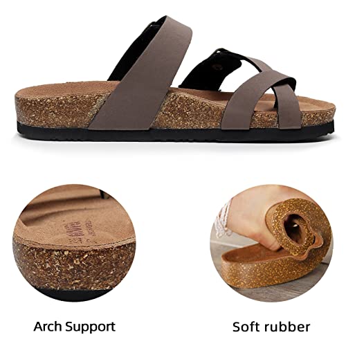 Guoluofei Women's Cork Footbed Slide Sandals With Arch Support,Comfortable Summer Beach Sandals For Women Girls Ladies #TOP4