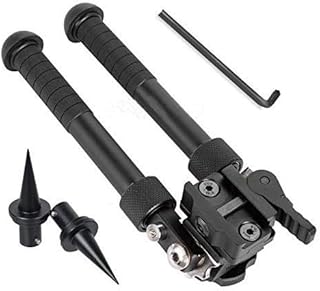 N / C V8 Airsoft Bipod Can Be Tilted 360 Degrees, Foldable Adjustable Tripod 6.5-9 inches Hunting Tripod Adjustable + Spikes - N / C
