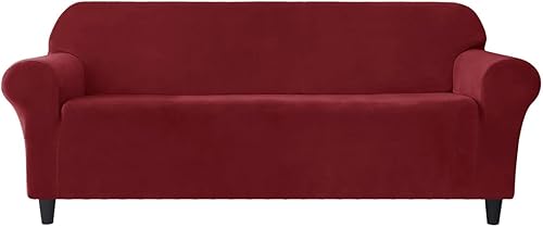 Vista 30 de Funda elástica para sofá de 3 cojines, 1 funda de terciopelo para sofá, fundas protectoras de muebles con parte inferior elástica, lavable a máquina