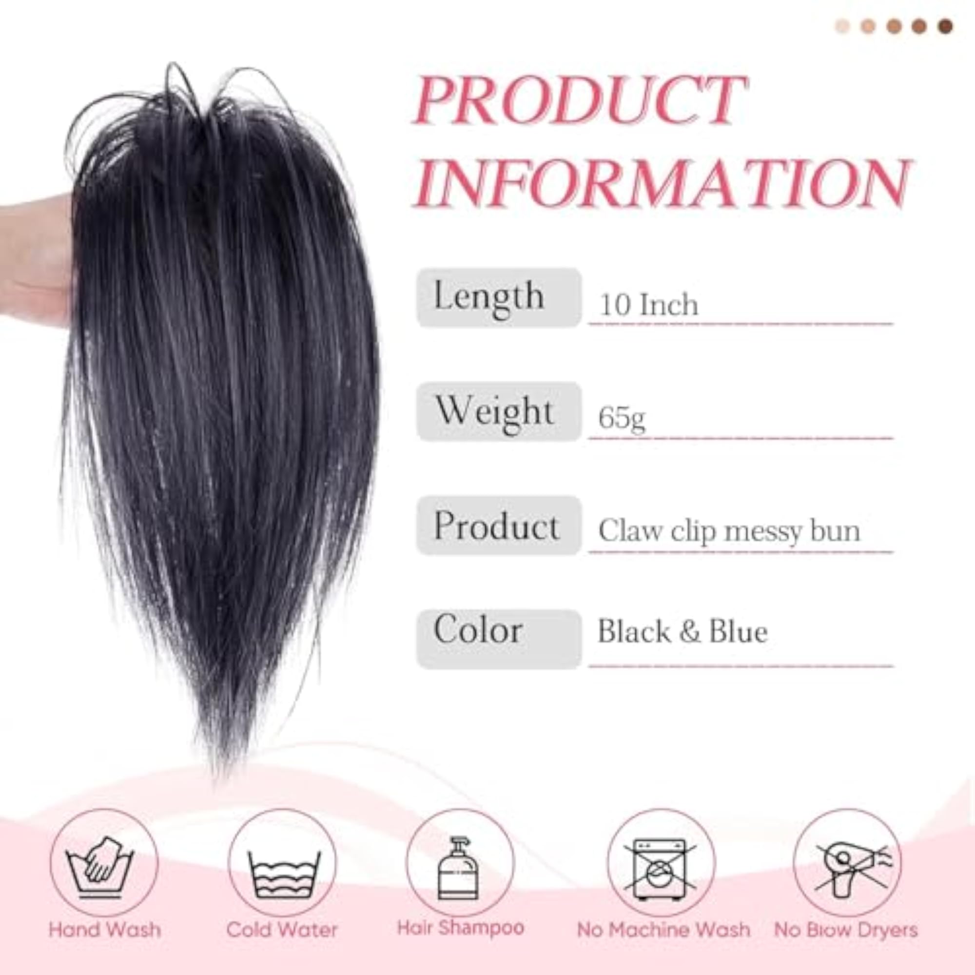 Women's Straight Short Claw Clip Messy Bun Hair Piece
