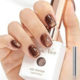 KRISNICE マグネットネイル ジェルネイル キャッツアイジェル キラキラ 単色*15ml 磁石付き UV・LED対応 ポリッシュタイプ ホログリッター カラージェル (ウィンターブラウン MY024)