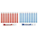 Cyalume SnapLight Knicklichter in Rot (10-er Pack) - 15 cm Glow Sticks mit Haken am Ende - ultra helle Light Sticks mit einer Leuchtdauer von 12 Stunden & SnapLight Knicklichter in Blau (10-er Pack)