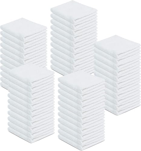 100% Cotton Terry Towels Cleaning Cloths Pack of 250 (12x12 Inches) White Cotton Terry Cloth Bar Rags White Bar Towels, Multipurpose High Absorbent Terry Towels for Cleaning Auto Detailing or Painters