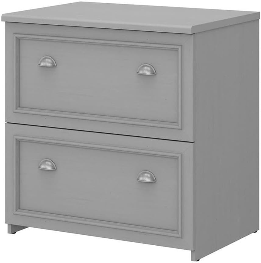 Bush Furniture Lateral File Cabinet with Antique Pewter Accents | Fairview Collection 2 Drawer Filing Storage Unit for Home Office | 32Wx21Lx31H