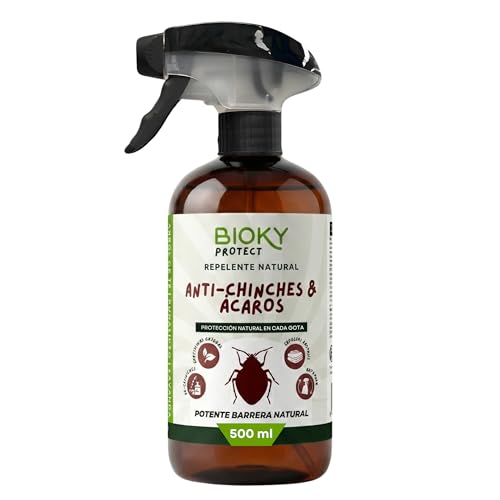 Bioky Protect – Repelente en Spray Anti-Chinches y Ácaros 500ml | Con Aceites Esenciales | x10 veces Más Concentrado que Otros | Apto para Textil, Hogar, Sofás, Colchón, Ropa de Cama