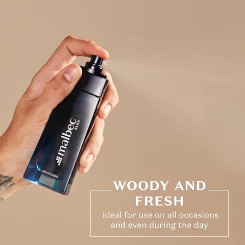 Image of Malbec O Boticario Bleu Eau de Toilette - Long-Lasting Cologne for Men - Fresh Aquatic & Woody French Oak Barrel-Aged Scent - Premium Mens Fragrance - 3.4 oz