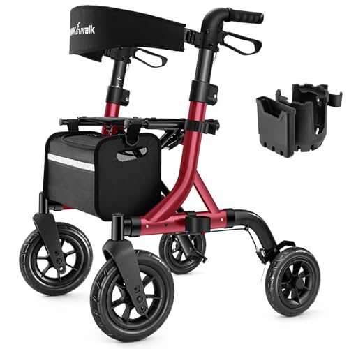 Image of MAXWALK Walkers for Seniors, Foldable Rollator with Seat, Height Adjustable