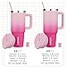 BJPKPK 40oz Stainless Steel Insulated Tumbler With Handle And Lid Straw Travel Coffee Mug Thermal Cup,Cherry Blossom