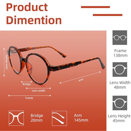 Image of Round Blue Light Blocking Glasses Men Women Acetate Optical Eyewear Frame Non Presription Clear Lens