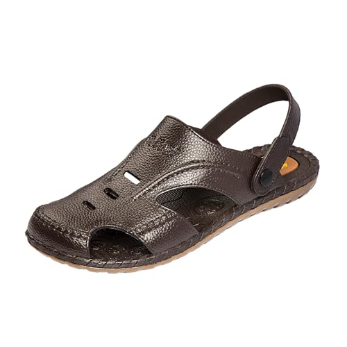 Sandalias De Playa De Verano Para Hombre Con Punta Cerrada Y Suela Blanda Con Soporte Para El Arco Del Pie, Sandalias Transpirables Antideslizantes Suaves Cómodas Exteriores Fiesta(Dark brown,44 EU)