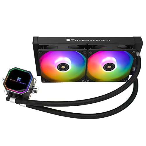 Thermalright Frozen Prism 240 BLACK ARGB CPU Wasserkühler mit zwei PWM-Lüftern, Wasserpumpe Drehzahl ist 3300RPM,S-FDB Lager, für AMD AM4/AM5, Intel LGA1150/1155/1200/1700/2066 (Schwarz ARGB)