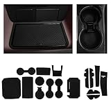 CupHolderHero Fits Toyota Highlander 2014-2023 Accessories - Premium Custom Non-Slip Anti-Dust Cup Holder Inserts, Center Console Liners, Door Pocket Mats, Interior Protection, 16pc Set, Solid Black