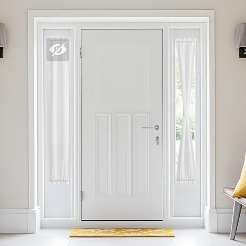 NICETOWN Non See-Through Sheer Sidelight Door Curtains for Window, Privacy Light Filtering Rod Pocket French Front Door Curtains for Kitchen Living Ro