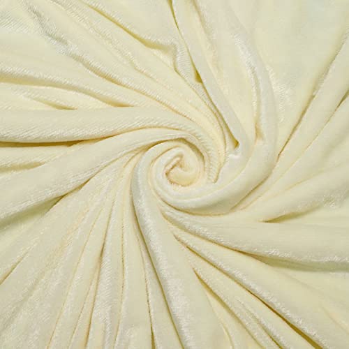 Decorative Extra Soft Faux Fur Blanket Twin Size 70" X 78",Solid Reversible Fuzzy Lightweight Long Hair Shaggy Blanket,Fluffy Cozy Plush Fleece Comfy Microfiber Blanket For Couch Sofa Bed,Light Yellow #TOP6