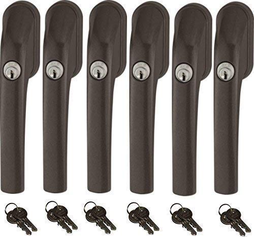 Abus FG300 abschließbarer Fenstergriff, braun, im Set 6 Stück alle gleichschließend mit insgesamt 12 Schlüssel