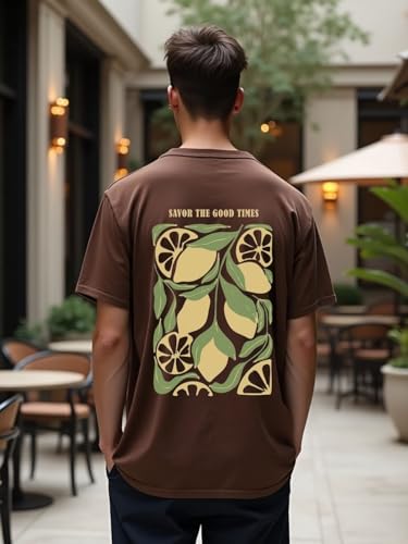 Image of Nobero Men's Oversized Graphic T-Shirt for Men | Soft Cotton | Drop Shoulder Relaxed Fit | Printed Casual Tshirt for Men