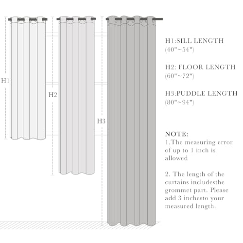 Image of PONY DANCE Blackout Curtains 54 Long - Solid Thermal Insulated Grommet Top Noise Reductiong Window Drapes for Kids Bedroom Living Room, 42 x 54 inches, Blue Haze, 2Panels