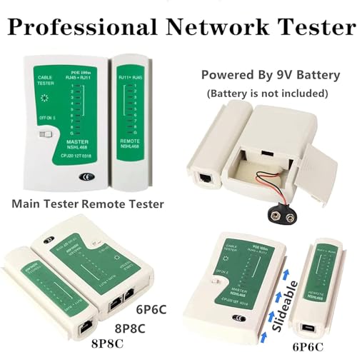 Image of COOLCOLD Crimping Tool RJ45 | Tools Kit, Pass Through Cat5 Cat5e Cat6 Professional Heavy Duty Crimping tool with Lan Tester, Universal Wire Stripper, 20pc Rj45 Connector, 20pc Boot, Wire Cutter