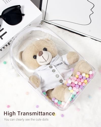 Image of Clear Figure Display Bag with Keychain for Doll, Protective Case for Plush Doll, Clear Hanging Display Cases, Crossbody Doll Storage Bag, PVC Storage Case Cover for Figures Dolls (White, Large)