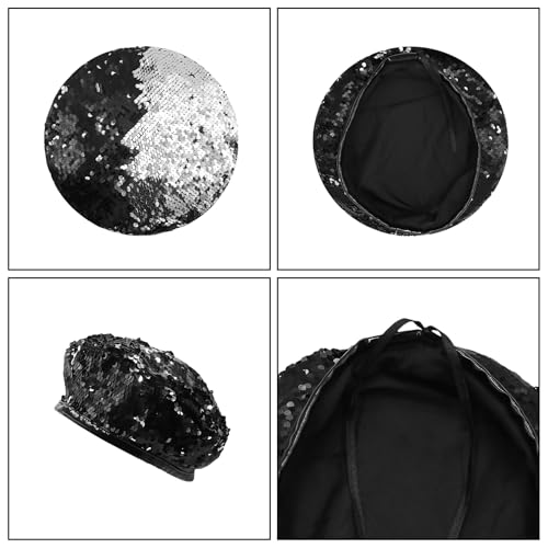 Sequin Beret Artist Hat Bling French Beret Hats for Women Girls Glitter Mermaid Cap for Dancing Party Accessories4