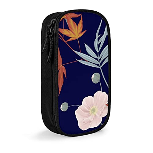Grande trousse esthétique avec feuilles tropicales et fleurs bleues Cover