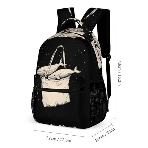 Whale in The Bag Funny Backpack Set Lunch Bag Pencil Case Makeup Bag 3 in 1 for Men Women Travel2