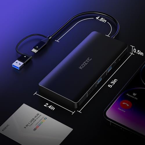 USB C Docking Station 3 HDMI Triple Display 4K 60Hz, KOZYC 9 IN 1 USB Hub with 3xHDMI, 3xUSB 3.0, SD/TF, and 100W PD, Support HDMI Splitter Extend Display, Compatible with Mac M1/M2/M3/Windows/Dell - Image 7
