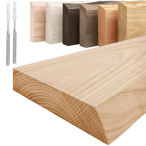 LAMO Manufaktur Étagère Murale en Bois Massif, Bord irrégulier, étagère Flottante Montage...