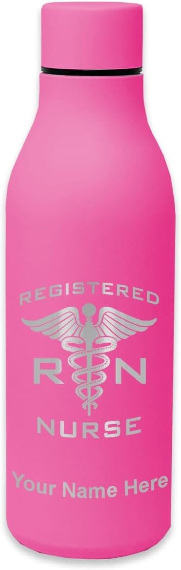 LaserGram Double Wall Stainless Steel Water Bottle, RN Registered Nurse, Personalized Engraving Included