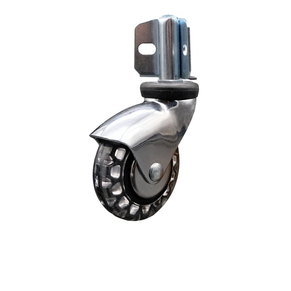 3 Inch Swivel Caster Wheels for Furniture - Bright Chrome Hooded Polyurethane Wheel with Corner Mount Bracket - 120 lbs. Per Caster - Service Caster Brand