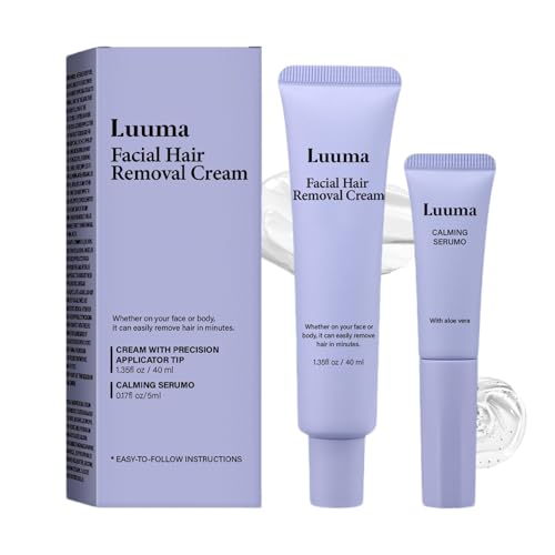 Facial Hair Removal Cream for Women, Luuma Facial Hair Removal Cream - Sensitive Skin 2-in-1 Kit with Soothing Essence, Gentle Plant Formula (1)