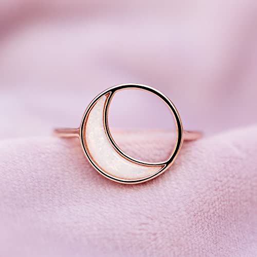 Pura Vida Ring Rose Gold Eclipse Handmade Ring - Stackable Ring With Resin Opal, Ring Jewelry With Brass Base - Rose Gold Rings For Women, Cute Rings For Teen Girls, Boho Jewelry For Women - Size 7 #TOP2