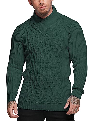 Coofandy Mens Ugly Knitted Pullover Sweater Xmas Diamond Cable Knitwear (Green M) #TOP23