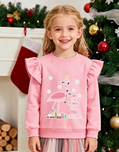 Image of EULLA Toddler Girls Christmas Sweatshirt Long Sleeve Snowman Deer Santa Claus Xmas Holiday Shirts for Kids Sweater 2-7 Years
