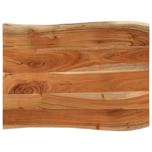 vidaXL Tischplatte, Holzplatte Rechteckig, Massivholzplatte für Bartisch Beistelltisch Esstisch, Ersatztischplatte, 80x60x3,8cm Massivholz Akazie Baumkante