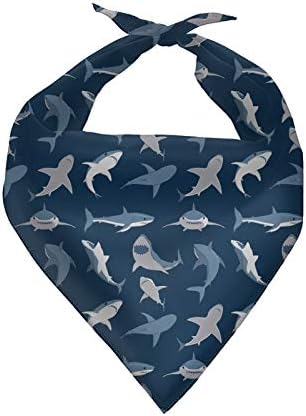 Howilath Dog Bandana - Cartoon Shark Cute Dog Scarf - Slate Blue Fish Washable Triangle Bandana - Triangle Bibs Scarf Accessories for Small to Large Dog Puppy Cat