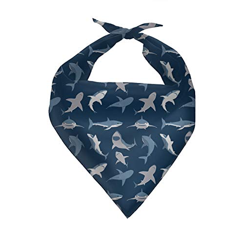 Howilath Dog Bandana - Cartoon Shark Cute Dog Scarf - Slate Blue Fish Washable Triangle Bandana - Triangle Bibs Scarf Accessories For Small To Large Dog Puppy Cat #TOP1