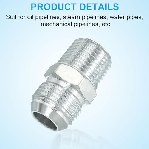Image of PATIKIL Pipe Adapter Connector 7 /8 inch Male 74 Flare JIC x 1 /2 inch Male R Pipe Fitting Oil Feed Restrictor Fitting Hydraulic Connector for Oil Steam Water Pipelines System