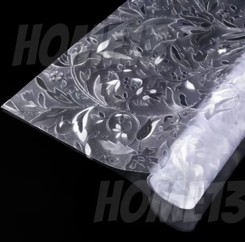 Image of HOME13 Frosted Glass Film Window Privacy Film Static Cling Decoartive Frosted Window Film Heat Control Frosted Glass Sticker for Home & Office (24 x 240 Inch, Glass Flower)