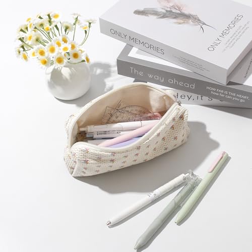 Image of Pencil Case Lightweight Aesthetic Pen Case Office College School Storage Bag Pouch Holder Box Organizer Makeup Pouch Cosmetic Bag for Girls Boys Kids (Flowers-Apis)