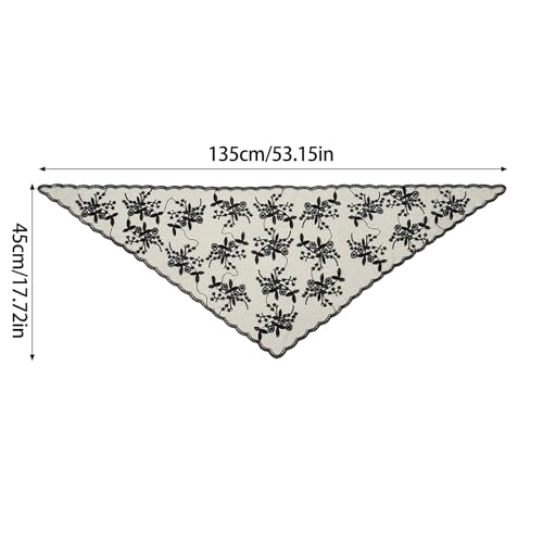 Embroidered Lace Triangle Scarf Flower Headband Lace Headscarf Bandana Headband Elegant Scarf Shawl 135x45cm for Woman3