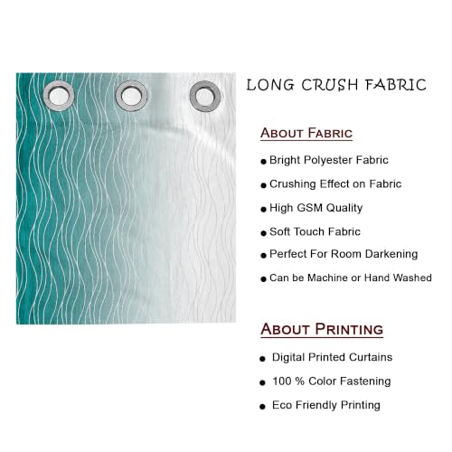 Image of Ultimate Trends Ombre Blackout Curtains for Bedroom Room Darkening Curtains for Living Room,Energy Saving,Thermal Insulated Grommet Window Drapes, Teal and Greyish White, 6 FEET,2 Panels