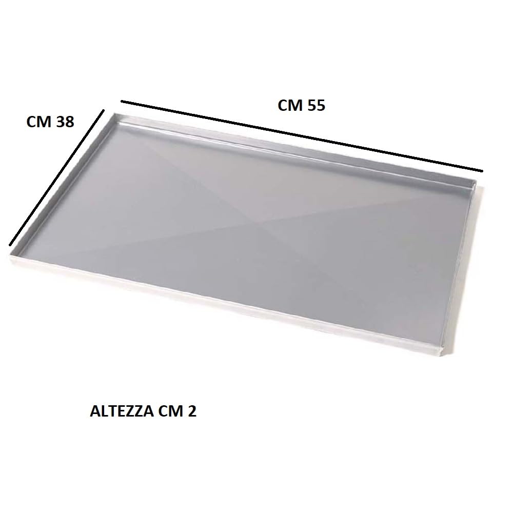 2x Teglia da Forno Rettangolare 55x38xH2 con diagonali in Alluminio Diamantata Anti-Deformazione Professionale Made in Italy Bordi Dritti Ideale per Pizza Pasticceria e Focaccia