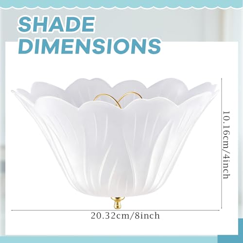 Image of Marsui 4 Pcs Clip on Dome Lamp Shade for A-type Bulb, 7 5 /8 inch Diameter x 4 1 /10 inch Height Ceiling Shade, Soft Glow Easy Clean Light Cover for Basement Hallway (Flower,Gold Clip)